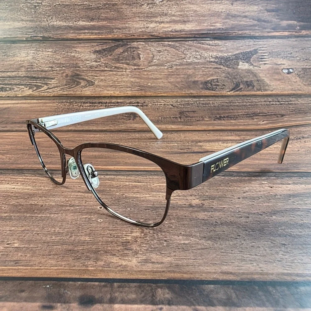 FLOWER‎ Women's Sunglasses Brown 52-16-135 Metal Frame Stylish FRAMES ONLY